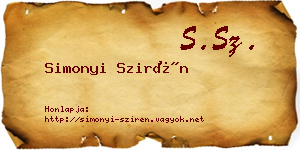 Simonyi Szirén névjegykártya